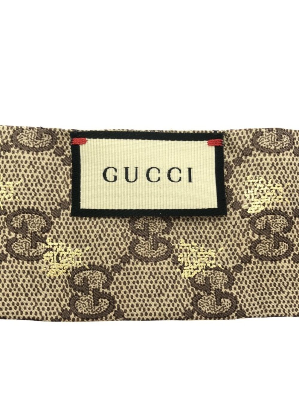 Gucci Neck Bow Bee GG Logo Silk Scarf Brown - Picture 4 of 5